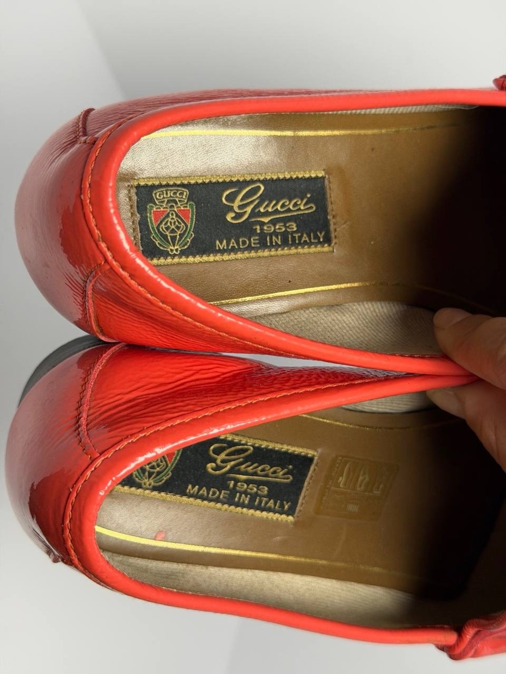 Vintage Gucci Horsebit Vibrant Salmon Red Colored Leather Loafers Size 36 - Picture 8 of 10